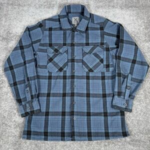 Vertx Shirt Men's Medium Blue Plaid Canyon River Flannel Long Sleeve Button Up